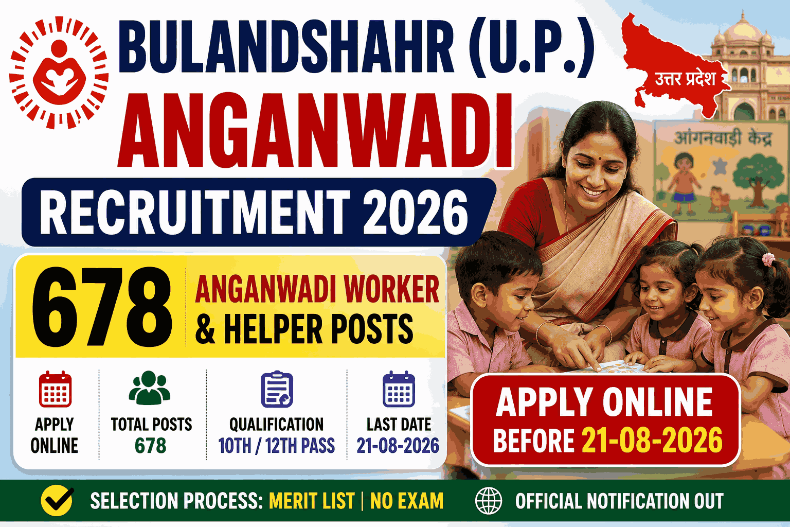 Bulandshahr UP Anganwadi Recruitment 2026 – 678 Vacancies