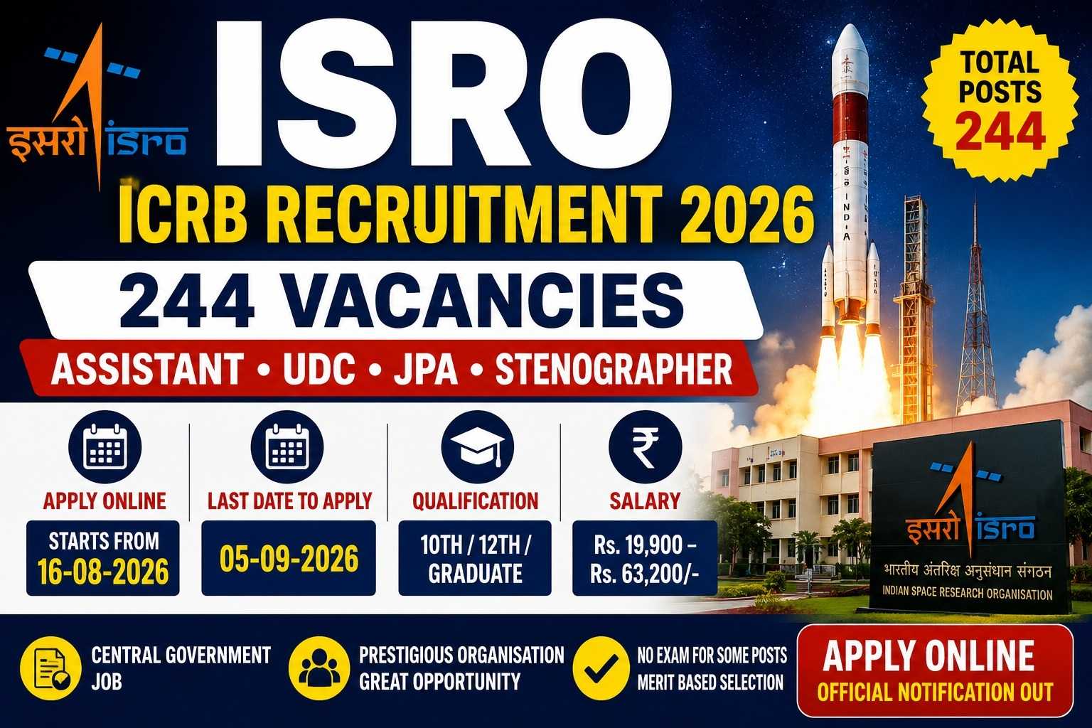 ISRO ICRB Recruitment 2026 – 244 Vacancies